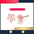 wholesale 18K Gold Small Daisy Ear Studs Rose Gold High-End Sensibility Colored Gold Earrings Niche 14K Yellow Gold Women's Earrings Gift-0-1