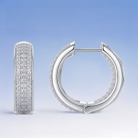 wholesale S925 Silver Vintage Hoop Earrings with Moissanite, New Style, Amazon Cross-Border Best-Seller, Ready-to-Ship Source Jewelry-Moissanite