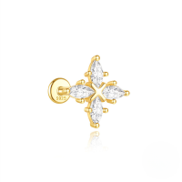 wholesale S925 Sterling Silver Geometric Zirconia Opal Marquise Stud Earrings With Threaded Flat Back-Single gold #5