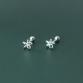 wholesale S925 Silver Stud Earrings Women Korean Style Simple and Personalized Minimalist Hollow Floral Threaded Ear Jewelry G9203-0-0