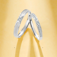 wholesale S925 Sterling Silver Anniversary Couple's Ring Set for Men and Women, Minimalist and Luxurious High-End Matching Bands for Valentine's Day Gift for Girlfriend-Anniversary Couple Ring/Approx. 3.14g&gt;PR003893 Sterling Silver