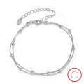 wholesale S925 Sterling Silver Double Layer Round Snake Satellite Chain Bracelet with Tail Chain Factory Direct Wholesale-0-6