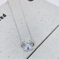 wholesale Sterling Silver Hollowed-out Layered Bow Necklace for Women, Fashionable and Light Luxury, Minimalist and Niche Design Sense Collarbone Chain-0-2