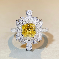 wholesale PT950 platinum-plated imported high-carbon diamond S925 sterling silver ring proposal simulated diamond princess cut ring wholesale-Blue Diamond-CBJZ240>8