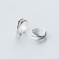 wholesale 925 Sterling Silver Ear Clips for Women, Fashion Korean Style Versatile Double-Layer Cross Line Ear Clips without Piercings E3049-0-0