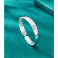 wholesale 999 Silver Leaf-Engraved Heart Sutra Ethnic Style Wide Opening Silver Bracelet for Women Chinese Style Bangle Wholesale-0-2