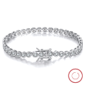 wholesale S925 Sterling Silver Tennis Chain Bracelet with Hip Hop Round Stones, Direct Factory Wholesale-0-0