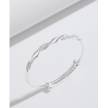wholesale 999 Sterling Silver Dream Ribbon Twisted Bracelet, Simple and Elegant Adjustable Twisted Ring for Young Women-0-0