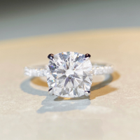 wholesale S925 Sterling Silver Moissanite D Color Square Prong Cross-Border TikTok Influencer Live Streaming Women's Wedding Ring Wholesale-Feifang 9X9-MS001 (3.5 carats) (Moissanite) No. 7