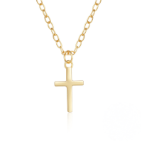 wholesale 925 Silver Hot-selling Plain Cross Pendant Choker Necklace For Women,。-Gold 925 silver
