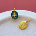 wholesale Gold-plated S925 ancient silver enamel Ganesh pendant conch safe and sound charm dangle DIY bracelet cord-0-5