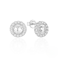 wholesale 925 Sterling Silver New Classic Minimalist Round C-shape Zircon Stud Earrings, Korean Style-Platinum #2 925 Silver
