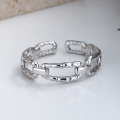 wholesale S925 Sterling Silver Irregular Korean-style Minimalist Chain Open Ring, Personality Ins Ring for Women-0-1