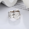 wholesale S925 Sterling Silver Wide Irregular Geometric Texture Lava Open Ring, Personalized Fashion Luxury Style-0-2