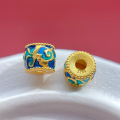 wholesale S925 ancient silver gold-plated fittings set with natural jadeite turquoise spacer beads, enameled double lotus Huiwen pattern iris Bei Yun-0-6