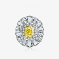 wholesale Metal material, 3ct chubby square ice flower cut light yellow 8*9o ring for women,/-Yellow 8*9【R-2058】 No.7