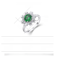wholesale Metal Material First: 925 Silver Plated with Green Zircon 70 Round Gemstone Ring, Niche and High-End Sense, Personalized Wholesale Ring-0-3
