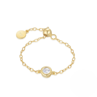 wholesale 925 Sterling Silver Light Luxury Zircon Inlaid Adjustable Open Ring For Women-Gold#1 Adjustable opening