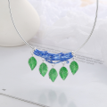 wholesale 990 Sterling Silver Forest-Style Pastoral Resin Enamel Dark Green Branches and Deep Green Leaves DIY Accessory Pendant-0-1