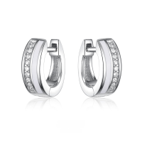 wholesale 925 Sterling Silver Round Drop Glue Zircon Ear Clips Ins Style Light Luxury High-end Sensation Women's Cross-border Earrings-Platinum 925 silver