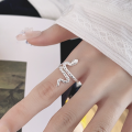 wholesale S925 Sterling Silver European and American Cross-Border Fashion Icy Snake Bold Exaggerated Design Versatile Open Adjustable Ring for Women-0-1