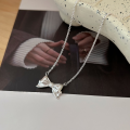 wholesale S925 Sterling Silver Bow Necklace for Women, Korean Spring and Summer New Arrival, Versatile Minimalist High-End Collarbone Chain-0-3