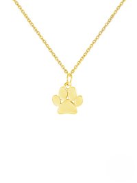 wholesale 925 Sterling Silver, Plated With White Gold Plated, Minimalist, Cute, Girl-next-door Style Cat Paw Or Dog Paw Necklace-Gold 925 silver