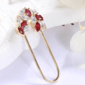 wholesale 18K gold brooch set with natural pigeon's blood ruby and diamonds, versatile dual-purpose floral brooch and earrings, stylish and fashionable-0-2