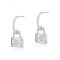wholesale S925 sterling silver gold-plated fashion trendy snowflake lock earrings, original design accessories wholesale for autumn and winter new arrivals-0-0