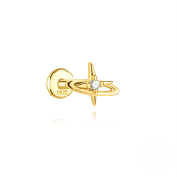 wholesale S925 Sterling Silver Bow-shaped Zircon-accented Flat Threaded Ear Cartilage Stud, A Popular Geometric Earring In Europe And America-Single gold #6