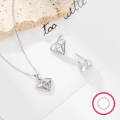 wholesale Metal: 925 Sterling Silver Cross-border new product minimalist luxury high-end sense choker diamond cube pendant foreign trade jewelry for women-0-1