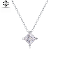 wholesale S925 Silver Four-Prong Pendant Choker Necklace Long Layered Square Moissanite Minimalist High-End Accessory Women's Necklace-0-1