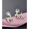 wholesale Sterling Silver S925 Small Deer Earrings Women European and American Ins Style Christmas One Deer With You Earrings Women Jewelry Wholesale-0-1