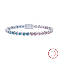 wholesale S925 Sterling Silver Cloud Link Bracelet with Blue and Pink Zircon, Fashionable and Versatile Cross-Border Bestseller for Wholesale-Blue + pink zircon, 14K gold, 16.5cm long including buckle