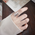 wholesale S925 Sterling Silver European and American Cross-Border Ins Minimalist Personality Temperament Aloof Style Niche Trendy Openable Ring-0-3