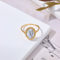 wholesale Sterling silver with gold plated, vintage high-end style ladies' aquamarine ring accessories, spring new collection, sourced directly from factory wholesale-0-3