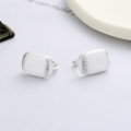 wholesale S925 Silver Fashion Versatile Minimalist Brushed Satin Texture Square DesignIns Earrings Ear Clips-0-1