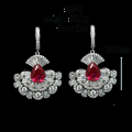 wholesale Metal: 925 Silver Gold Plated, High Carbon Diamonds, GRC Lab-Grown Ruby, Versatile Skirt Hem Design Ear Clips for Women-0-1