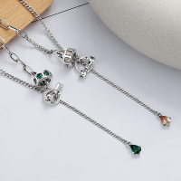 wholesale S925 Sterling Silver Japanese and Korean Best-Selling Zircon Light Luxury Tube Bead Bow Tassel Pendant OT Clasp Necklace for Women-YFL319/Purple About 12.3g 925 Silver