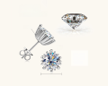 wholesale S925 Sterling Silver Fashion Minimalist 2-Carat D Color Moissanite Stud Earrings for Women, Small Niche Design High-End Earrings-0-6