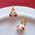wholesale Gold-plated 925 Ancient Silver Enameled Four Meatballs Pendant, Golden Toad, Pi Xiu, Koi, Magpie Drop Pendant DIY-0-6