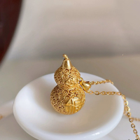 wholesale S925 Sterling Silver Ethnic Chinese Style Hollow Auspicious Fu Gourd Pendant Necklace for Women, Auspicious and Prosperous New Chinese-style Collarbone Chain-Hollow Fu Gourd Necklace [Silver] >TL014757 Sterling Silver