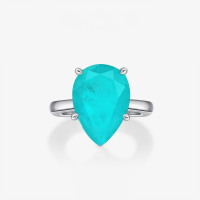 wholesale Platinum 45ct Synthetic Paraiba Teardrop 10*14 High Carbon Diamond Ring Women's Minimalist Ins-Paraiba 10*14; N78【R-0349】 No.7