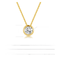 wholesale S925 Gold-Plated Necklace with Moissanite Bubble Pendant Source Collarbone Chain Cross-Border European and American Wholesale Manufacturer-0-2