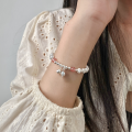 wholesale 999 Silver National Style Design Attracting Wealth and Blessing Character Plaque Strawberry Quartz Cat's Eye Light Bead Bracelet S7389-0-0