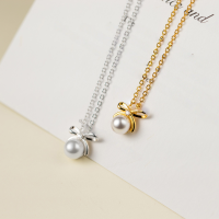 wholesale S925 silver, fresh and sweet, ins butterfly bow, domestic Swarovski pearl necklace Y01983-S925 silver necklace silver 925 silver