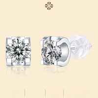 wholesale 925 Sterling Silver Moissanite Bull Head Earrings for Women, Source of Light Luxury High-End Feeling Earrings-50 points*2 925 silver