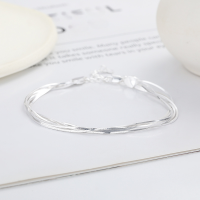 wholesale S925 sterling silver Korean-style multi-layer snake chain stackable trendy unisex bracelet-289S/approx. 5.5g>925 silver