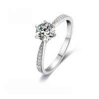 wholesale 9/10/14/18k Gold/Rose Gold/Yellow Gold D Color 1 Carat Moissanite Six-Prong Engagement Ring with Premium Finish-9k Gold 1 Carat Moissanite Ring  US Size 6