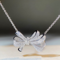 wholesale S925 Sterling Silver Full-Drill Phantom Butterfly Bow Necklace, Heavy Duty Designer Collarbone Pendant-0-0